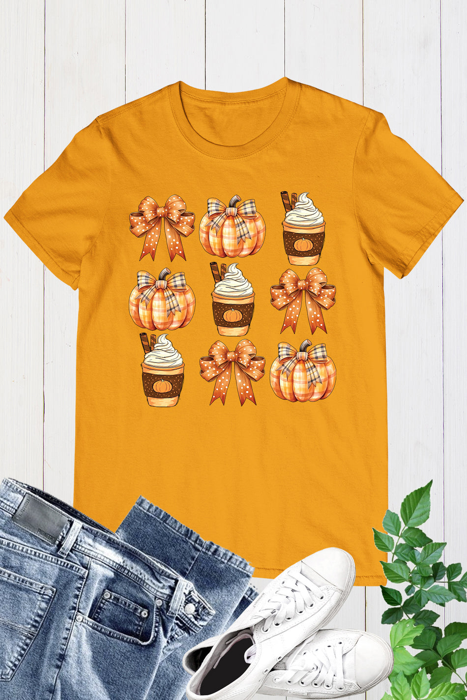 Retro Fall Pumpkin Bow Coquette Shirt