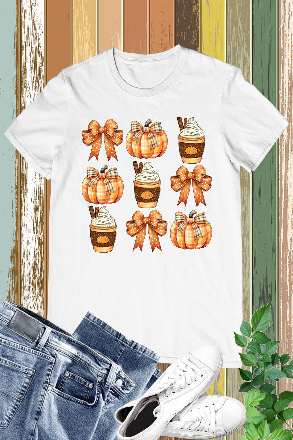 Retro Fall Pumpkin Bow Coquette Shirt