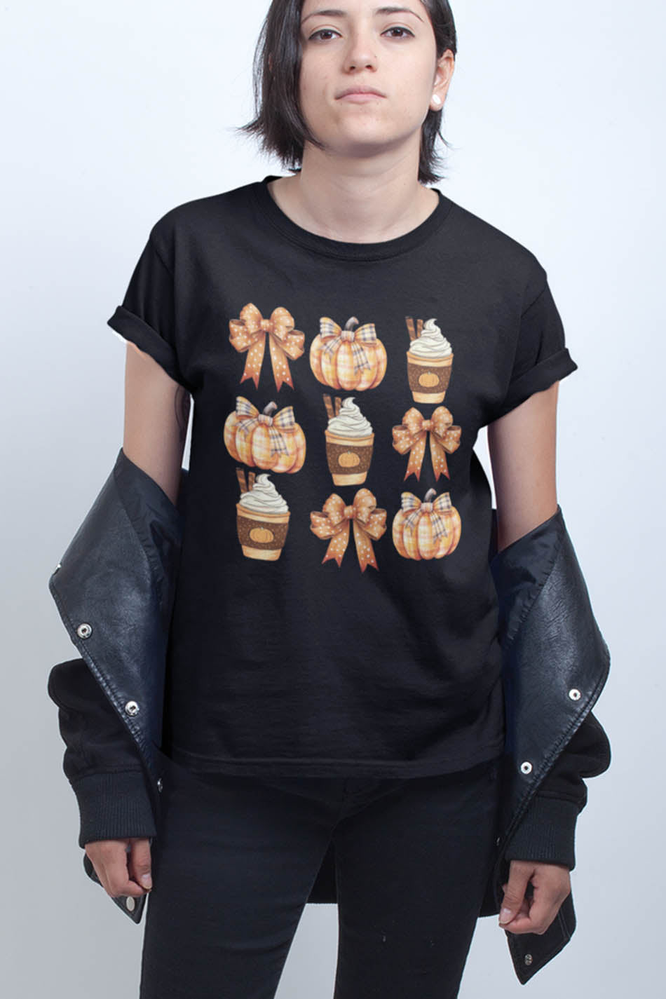 Retro Fall Pumpkin Bow Coquette Shirt