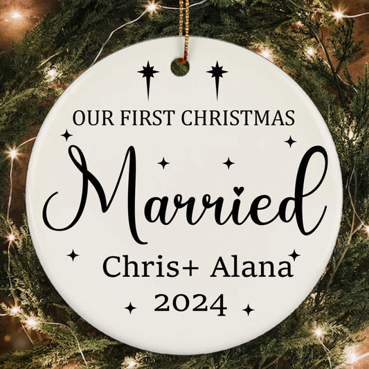 First Christmas Married Ornament - Wedding Keepsake