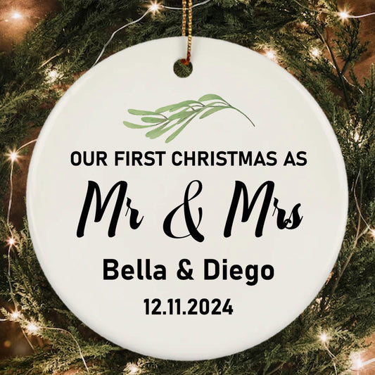 Personalized Our First Christmas As Mr And Mrs Bible Verse Ornament