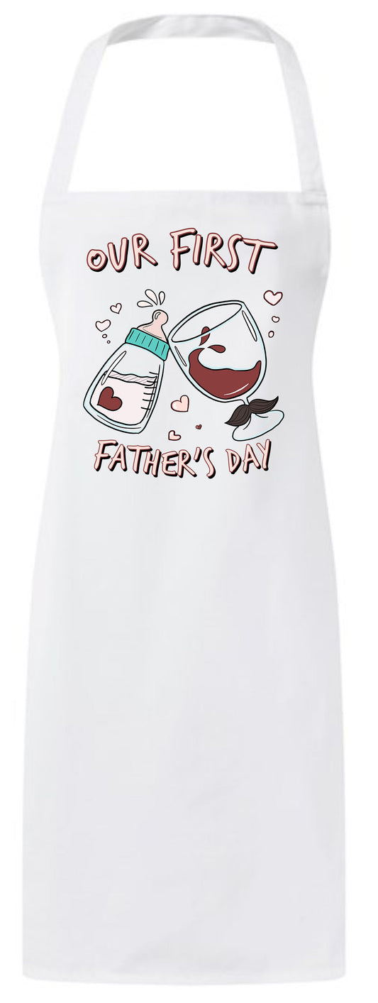 Our First Father's Day Daddy Custom Father Appreciation Beer Dad Apron