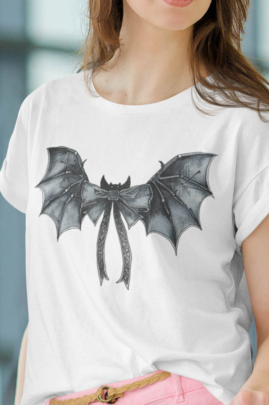 Black Coquette Bat Bow Halloween Shirt