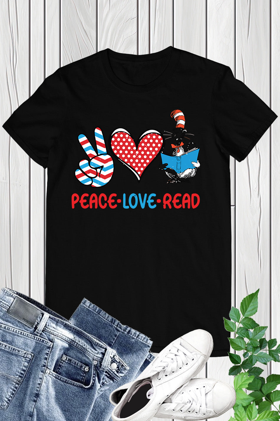 Peace Love Read Teacher Shirt