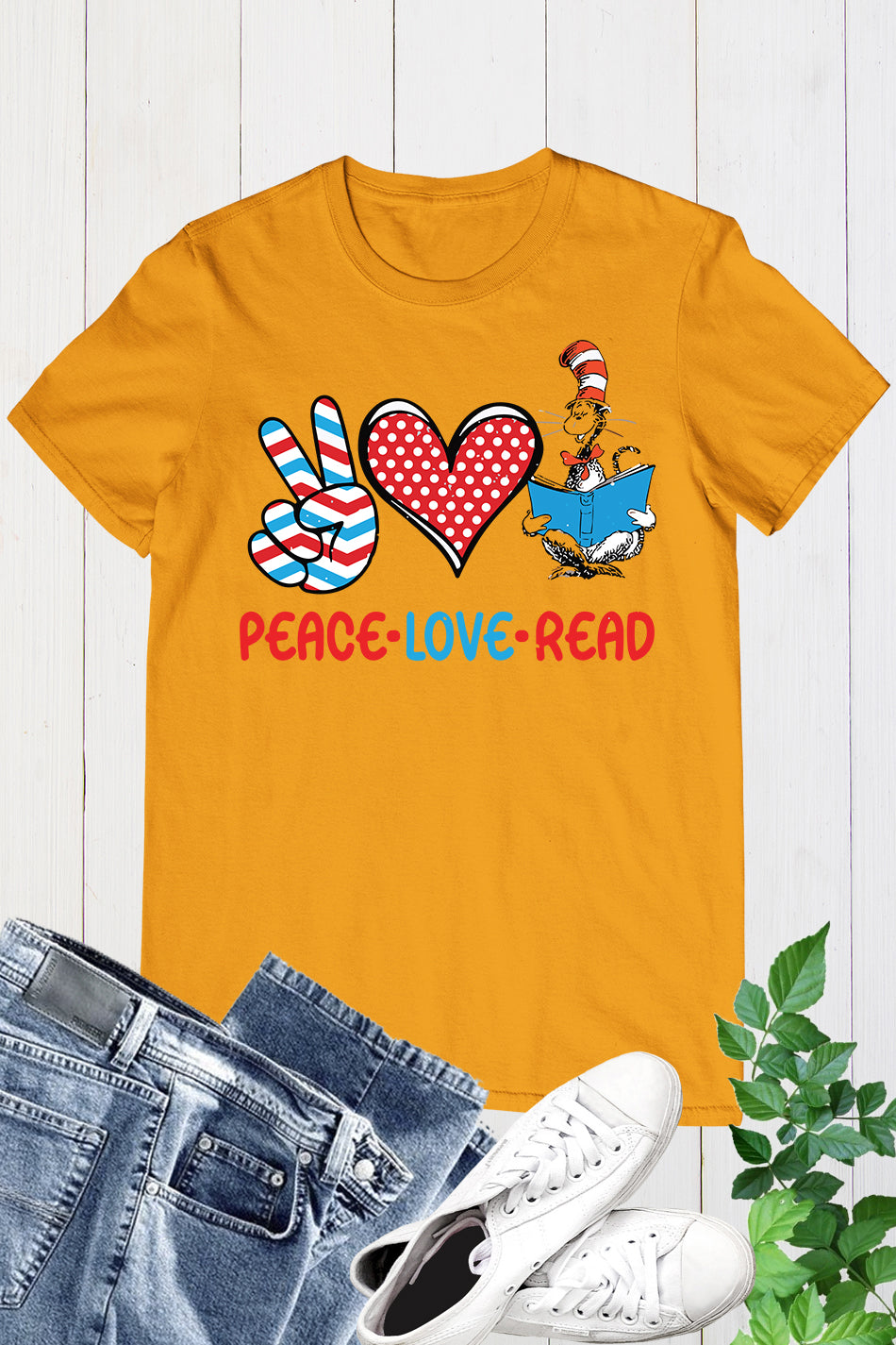 Peace Love Read Teacher Shirt