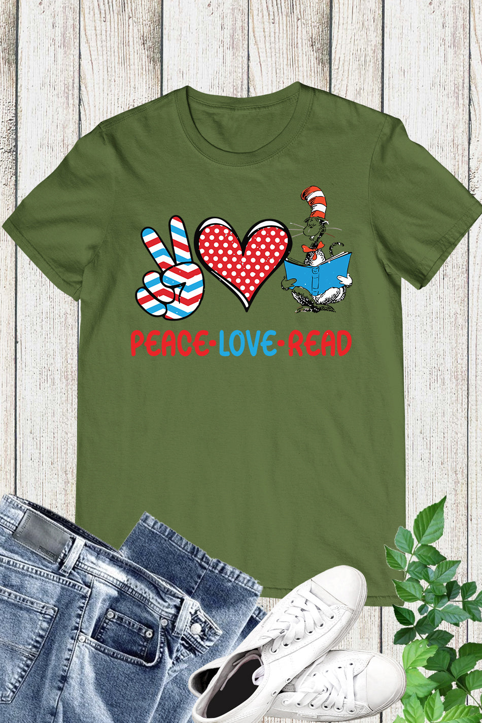 Peace Love Read Teacher Shirt