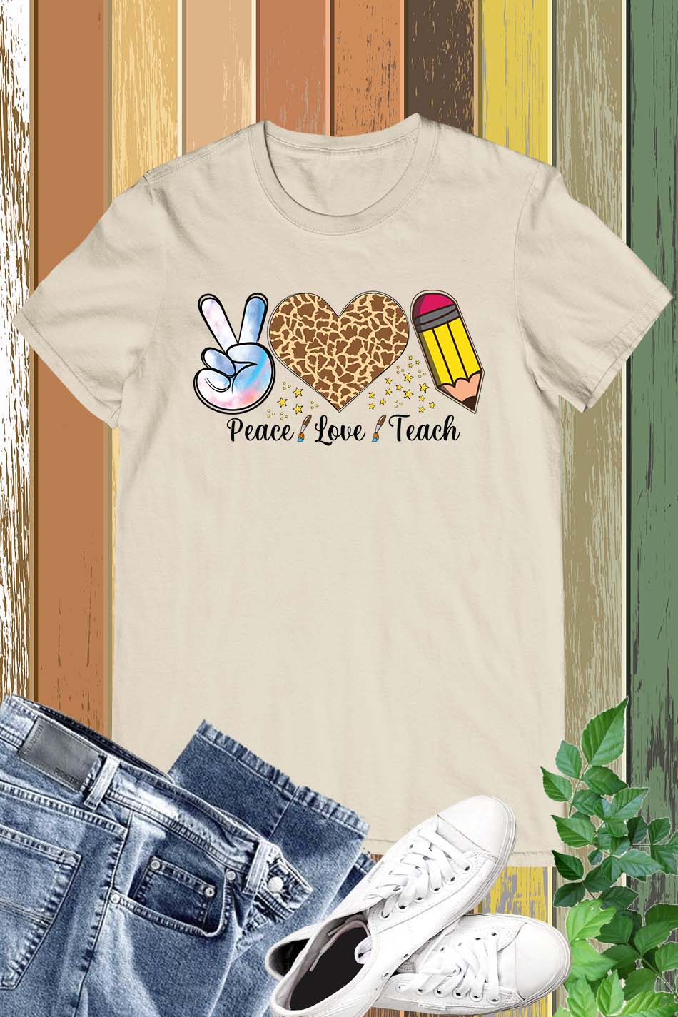 Peace Love Teach Teacher Tee Shirt