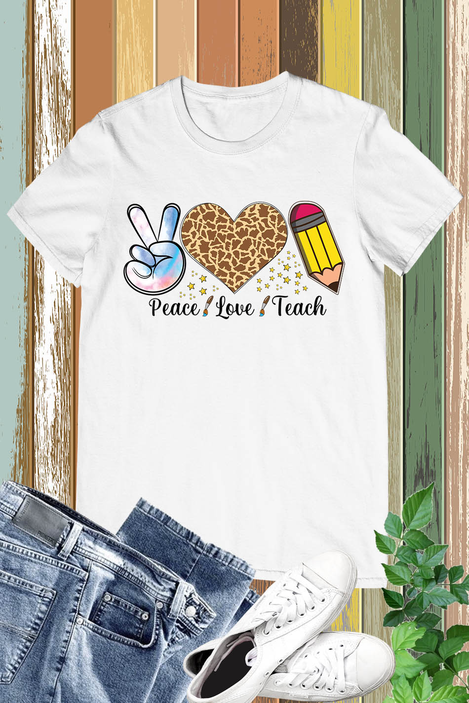 Peace Love Teach Teacher Tee Shirt