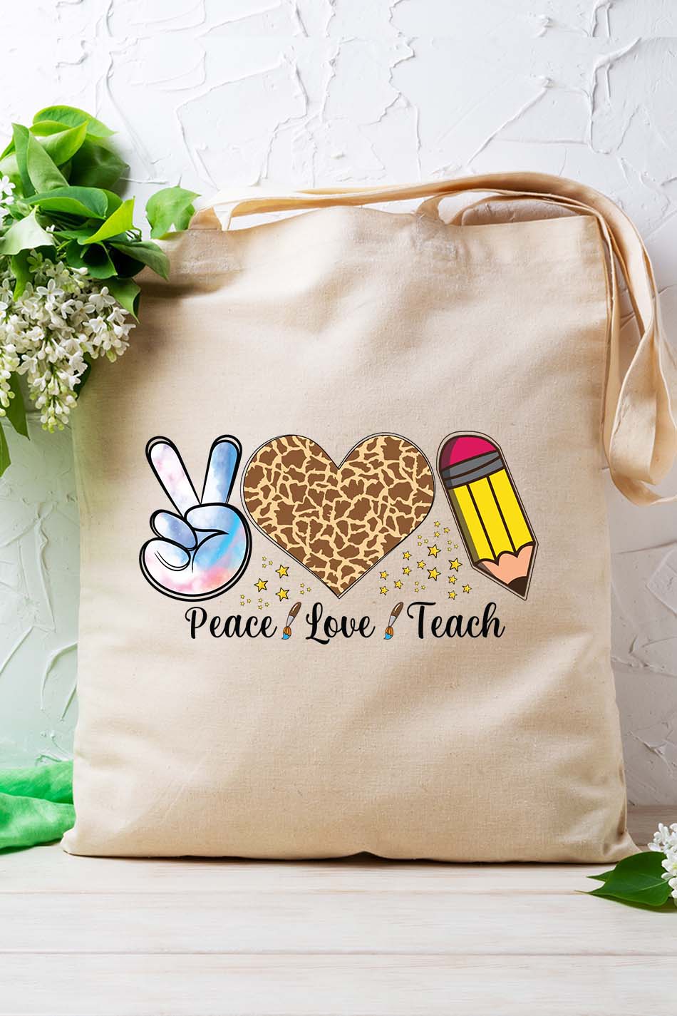 Peace Love Teach Teacher Tote Bag