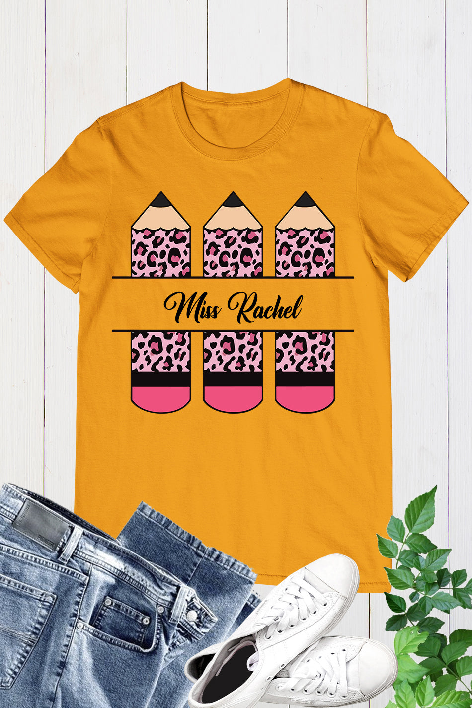 Custom Pencil Teacher Name T Shirt