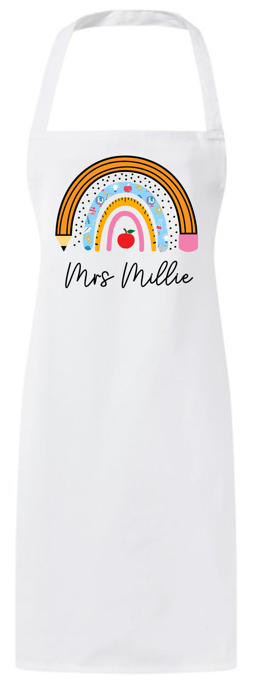 Personalized Rainbow Teacher Appreciation Gift Custom Thank You Apron