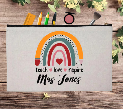 Elementary School Teacher Custom Teaching Heart Pouch Bag Pencil Case