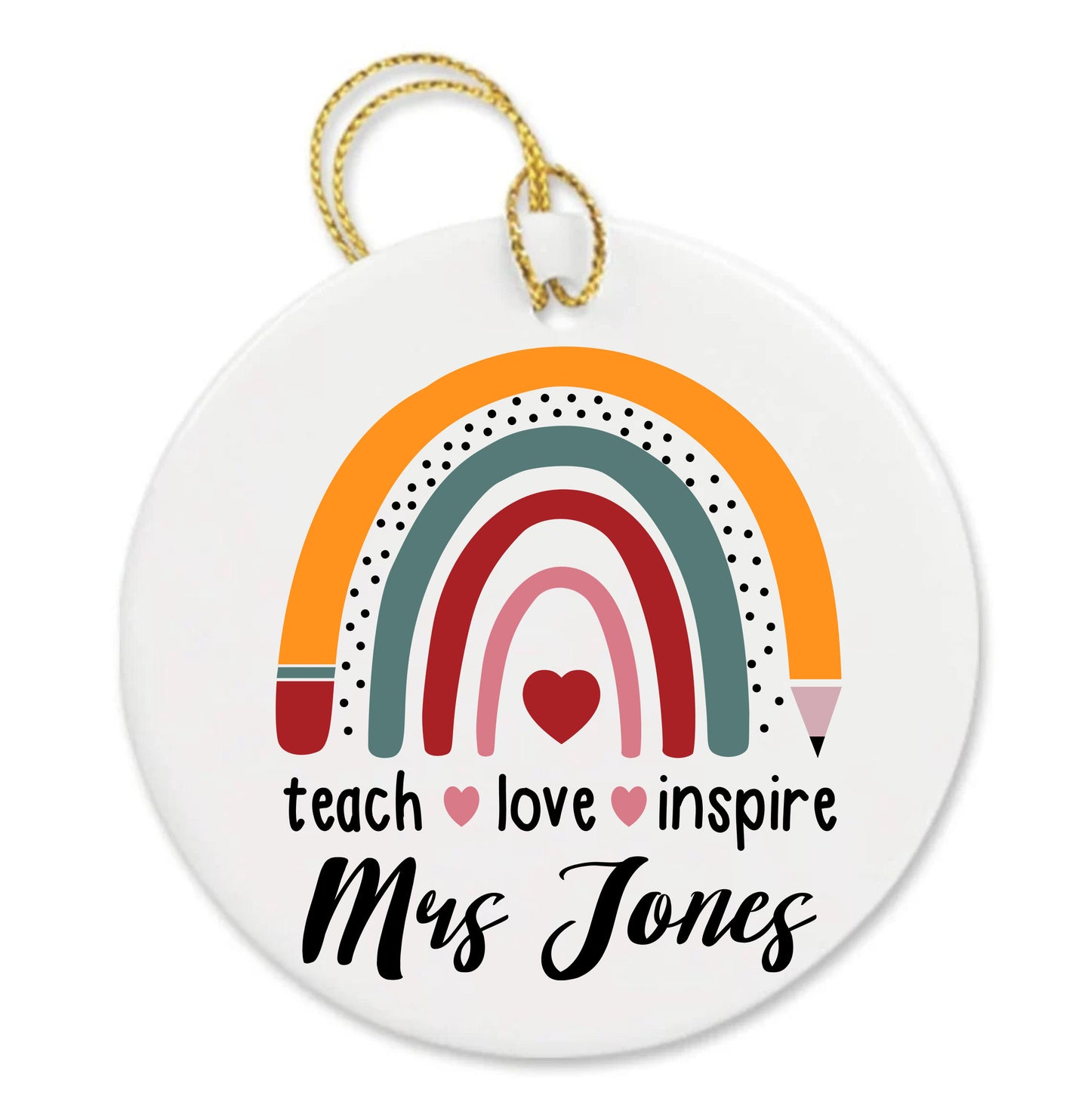 Personalized Valentines Rainbow Custom Teacher Appreciation Gifts Ornament