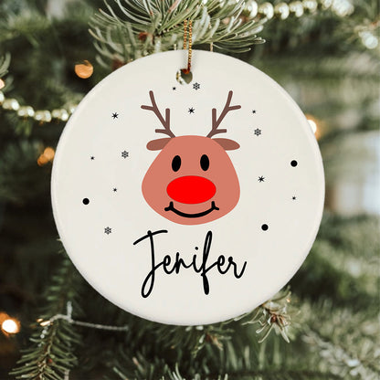 Personalized Christmas Reindeer Family Bible Verse Faith Ornament