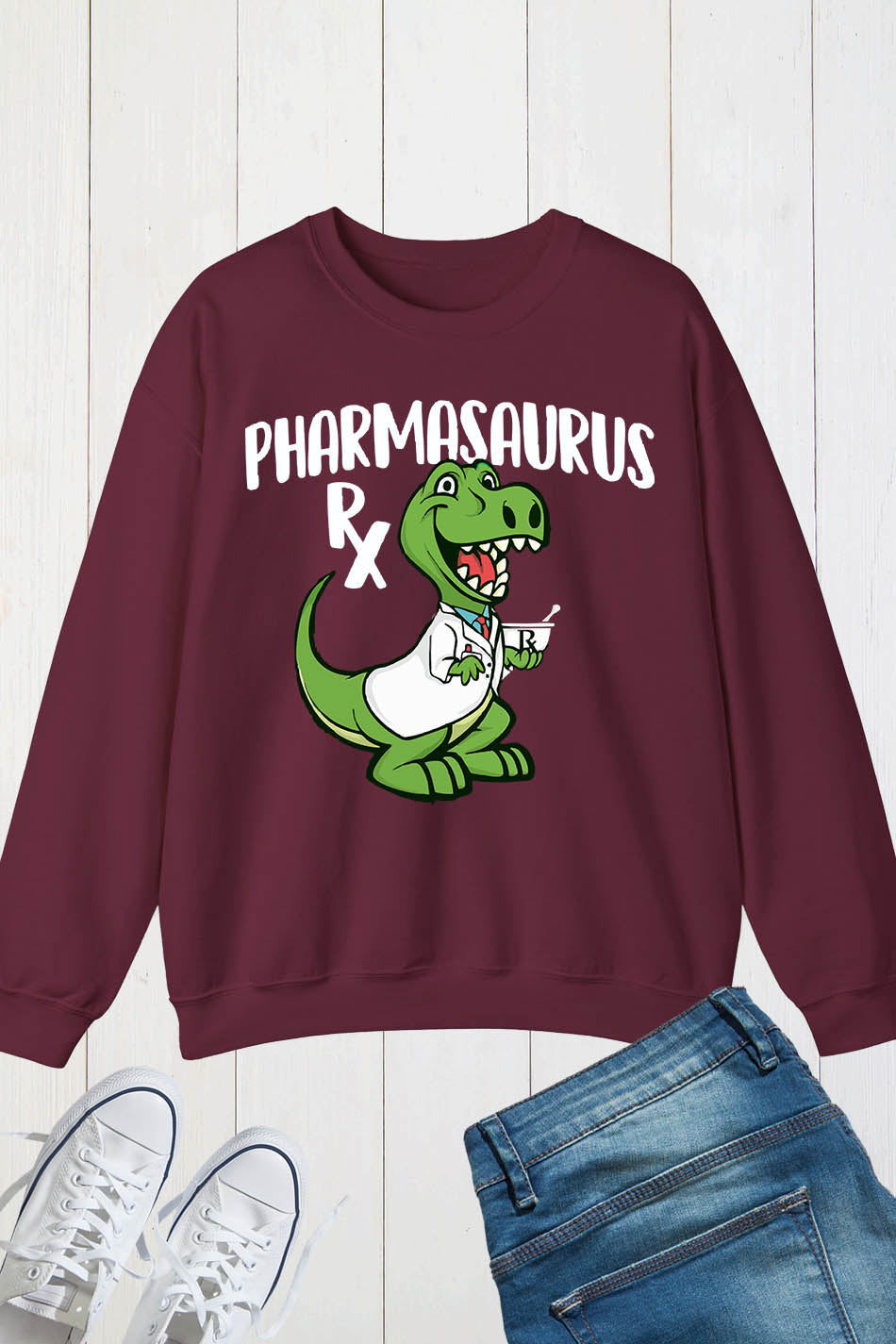 Pharmasaurus Rx Funny Pharmacist Sweatshirts