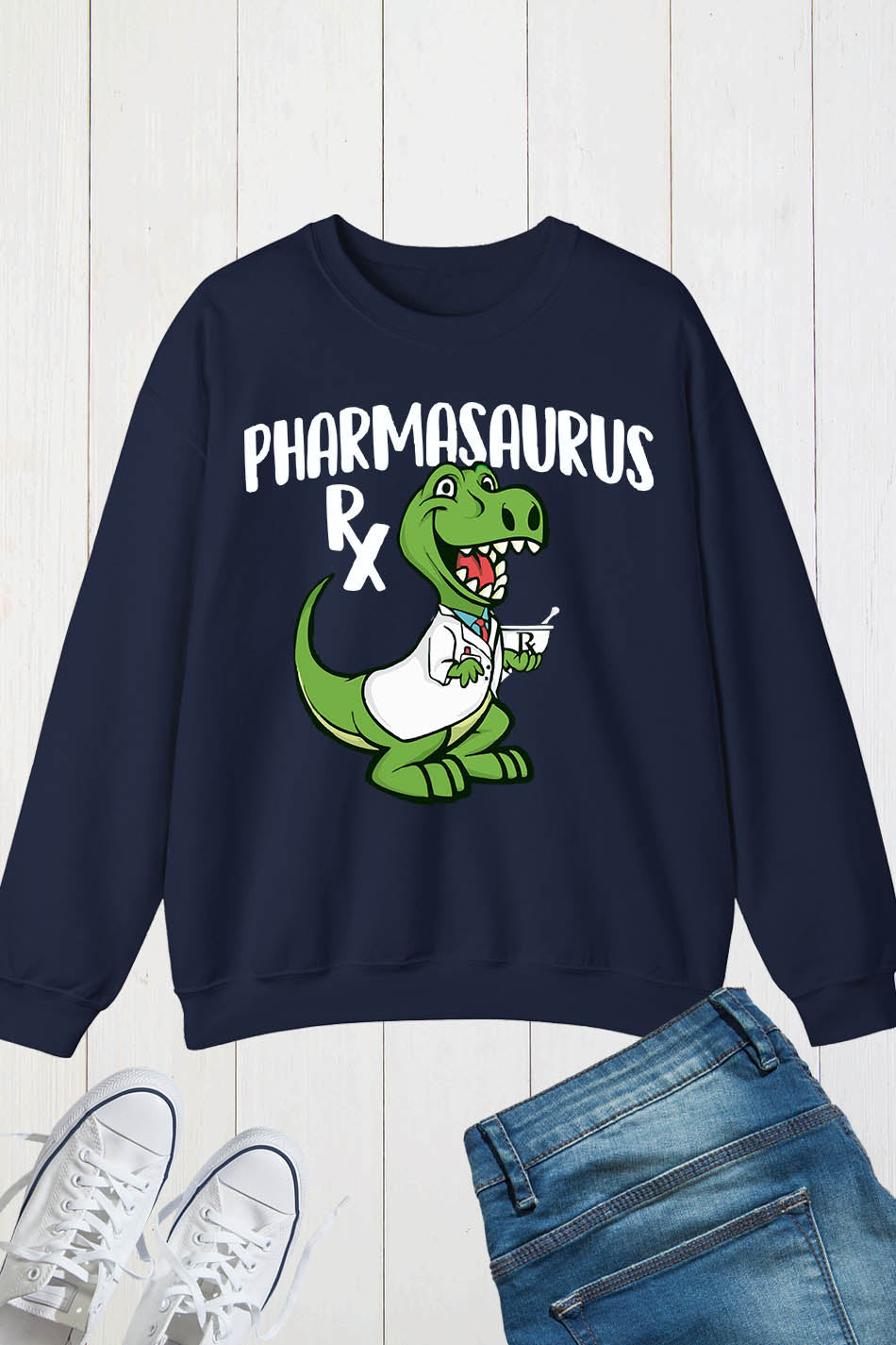 Pharmasaurus Rx Funny Pharmacist Sweatshirts