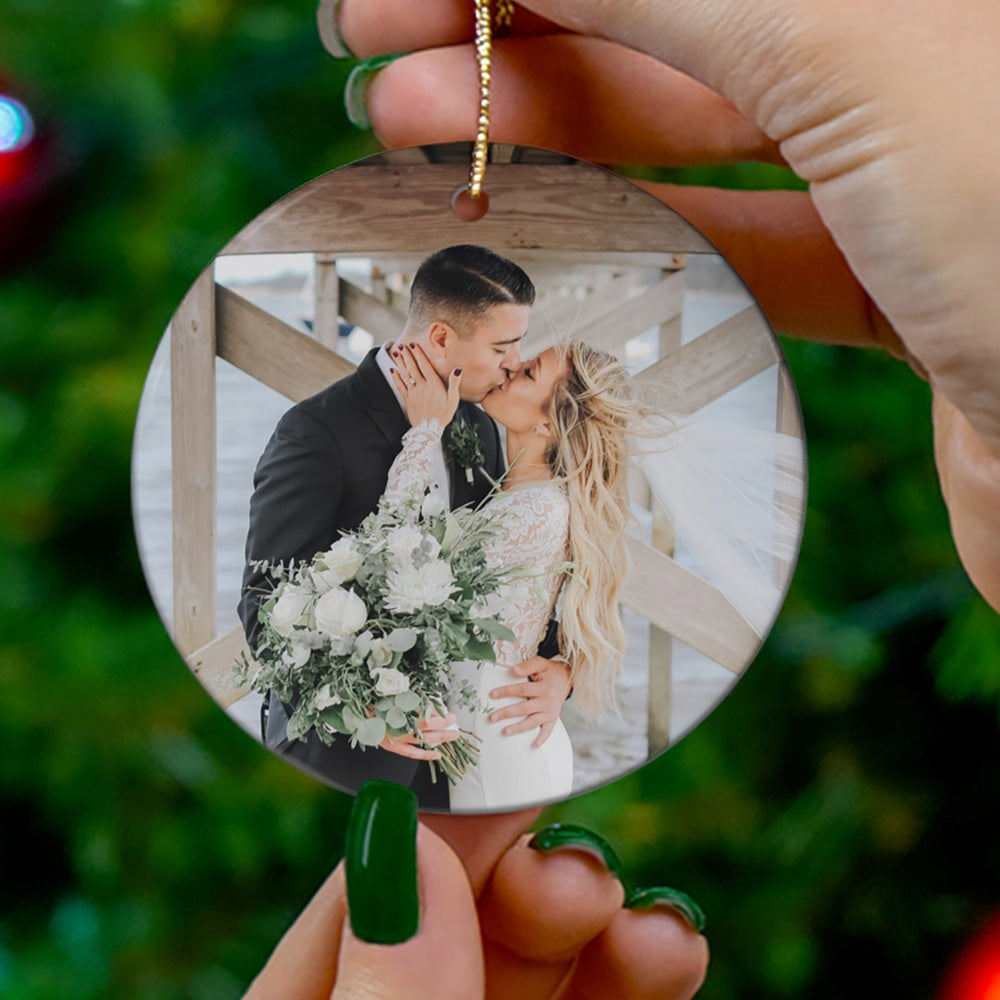 Personalized Wedding Photo First Christmas Family Photo Gift Ornament