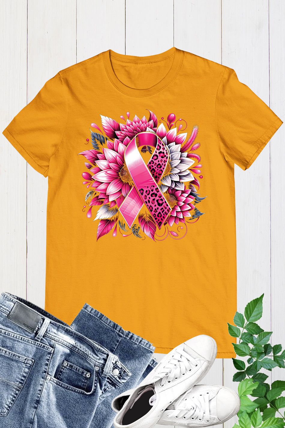 Pink Ribbon Floral Shirts