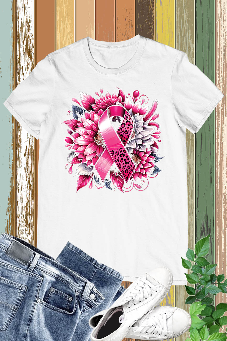 Pink Ribbon Floral Shirts