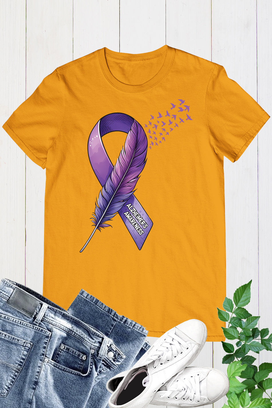 Alzheimer's Awareness Purple Bird T Shirt