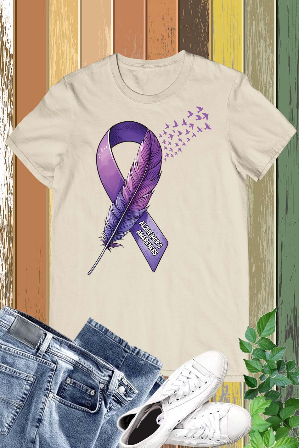 Alzheimer's Awareness Purple Bird T Shirt