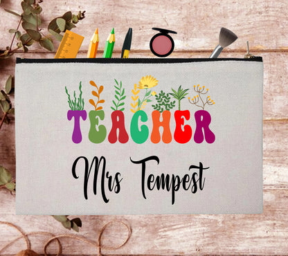 Plant Lover Teacher Appreciation Gift Custom Pouch Bag Pencil Case