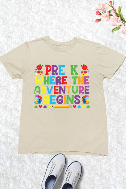 Pre-K Where Adventure begins Children T Shirt