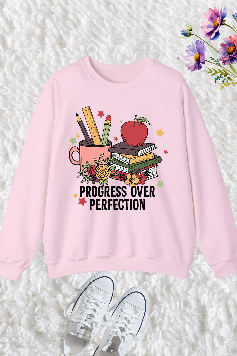 Progress Over Perfection Clever Teacher Sweatshirts