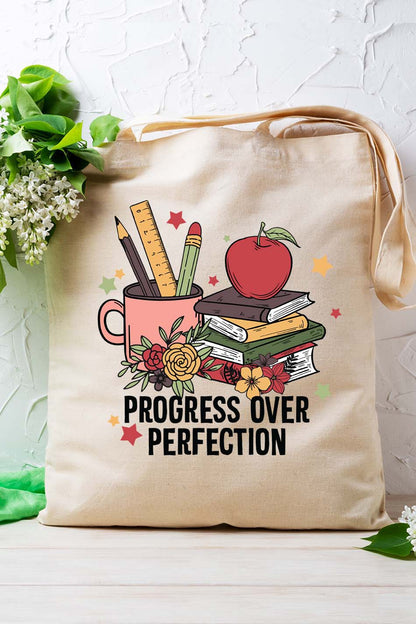 Progress Over Perfection Clever Teacher Tote Bag