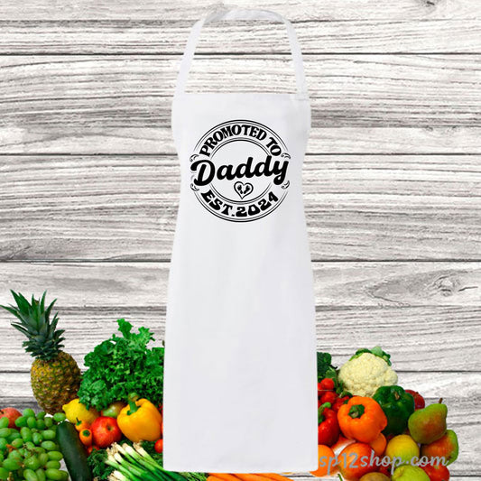 Promoted To Daddy Est. 2024 Pregnancy Funny Custom Fathers Day Apron