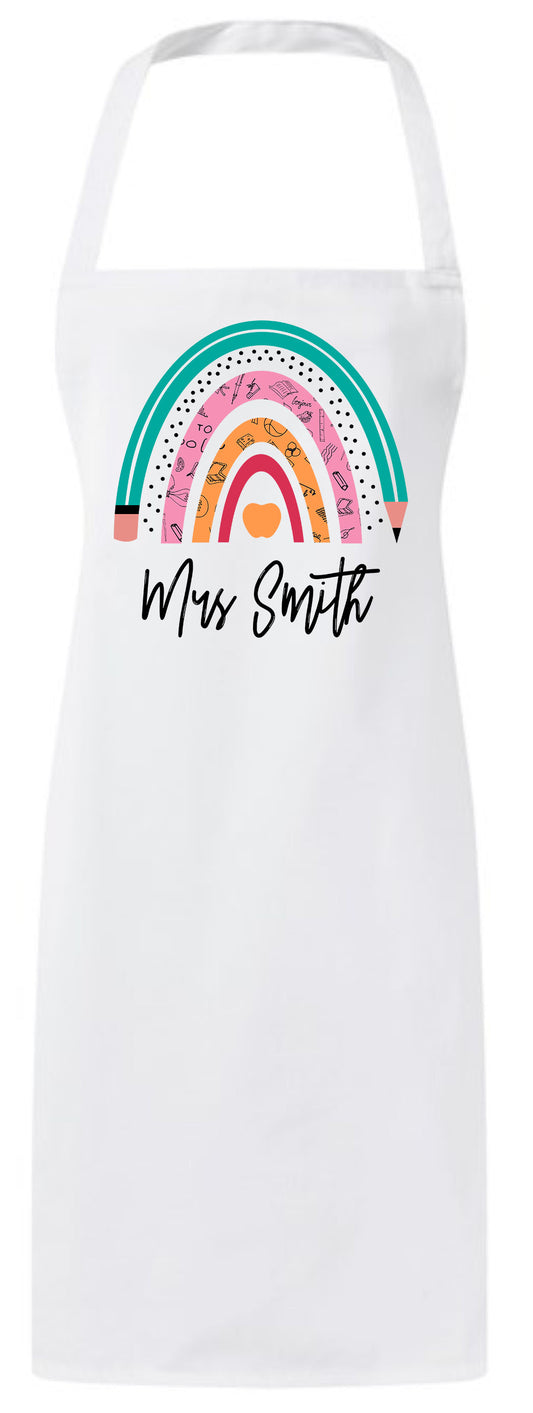 Personalized Cute Teacher Appreciation Rainbow Custom Thank You Apron