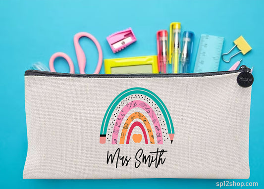 Teacher Appreciation Custom Thank You Rainbow Pouch Bag Pencil Case