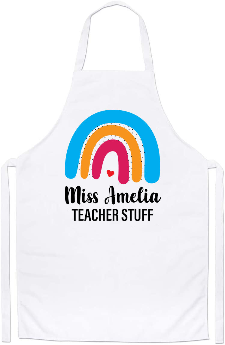 Personalized Rainbow Teacher Staff Appreciation Custom Thank You Apron