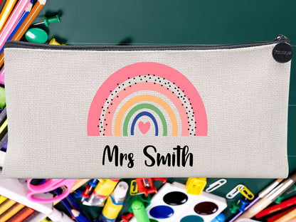 Teacher Appreciation Custom Rainbow Thank You Pouch Bag Pencil Case