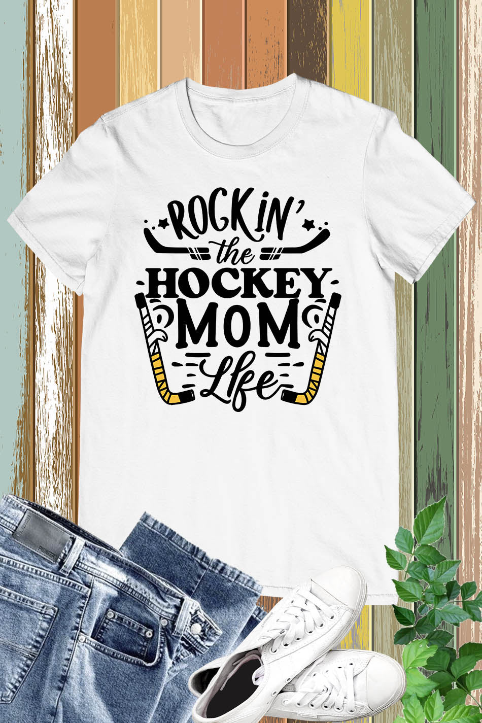 Rockin' The Hockey Mom Life Funny Shirt