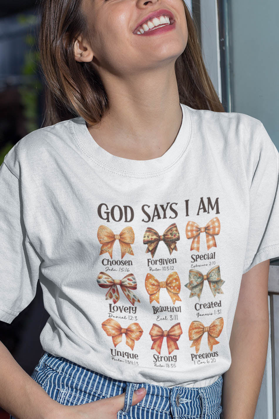 God Says I Am Fall Coquette Bow Shirt