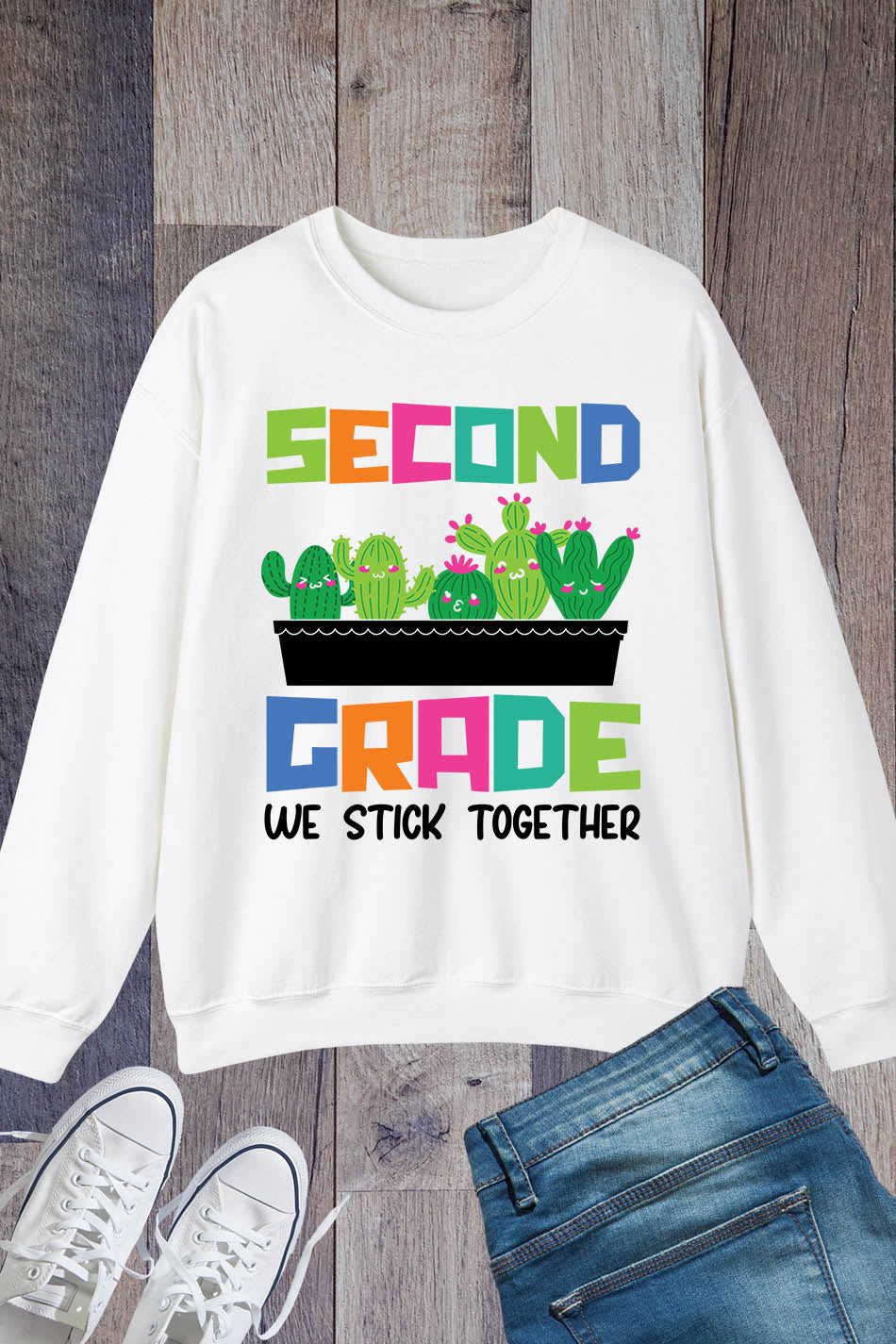 2nd Grade We Stick Together Teacher Sweatshirt