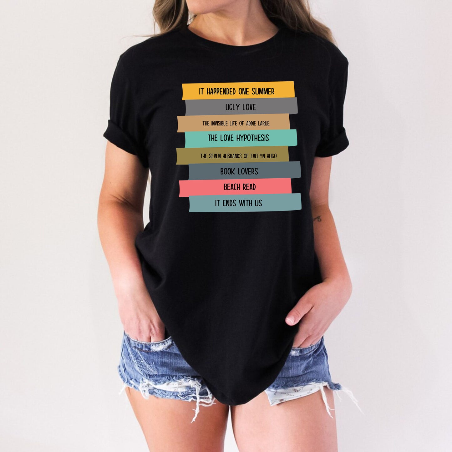 Personalized Names Book Lover Bookshelf Teacher Appreciation T-Shirt