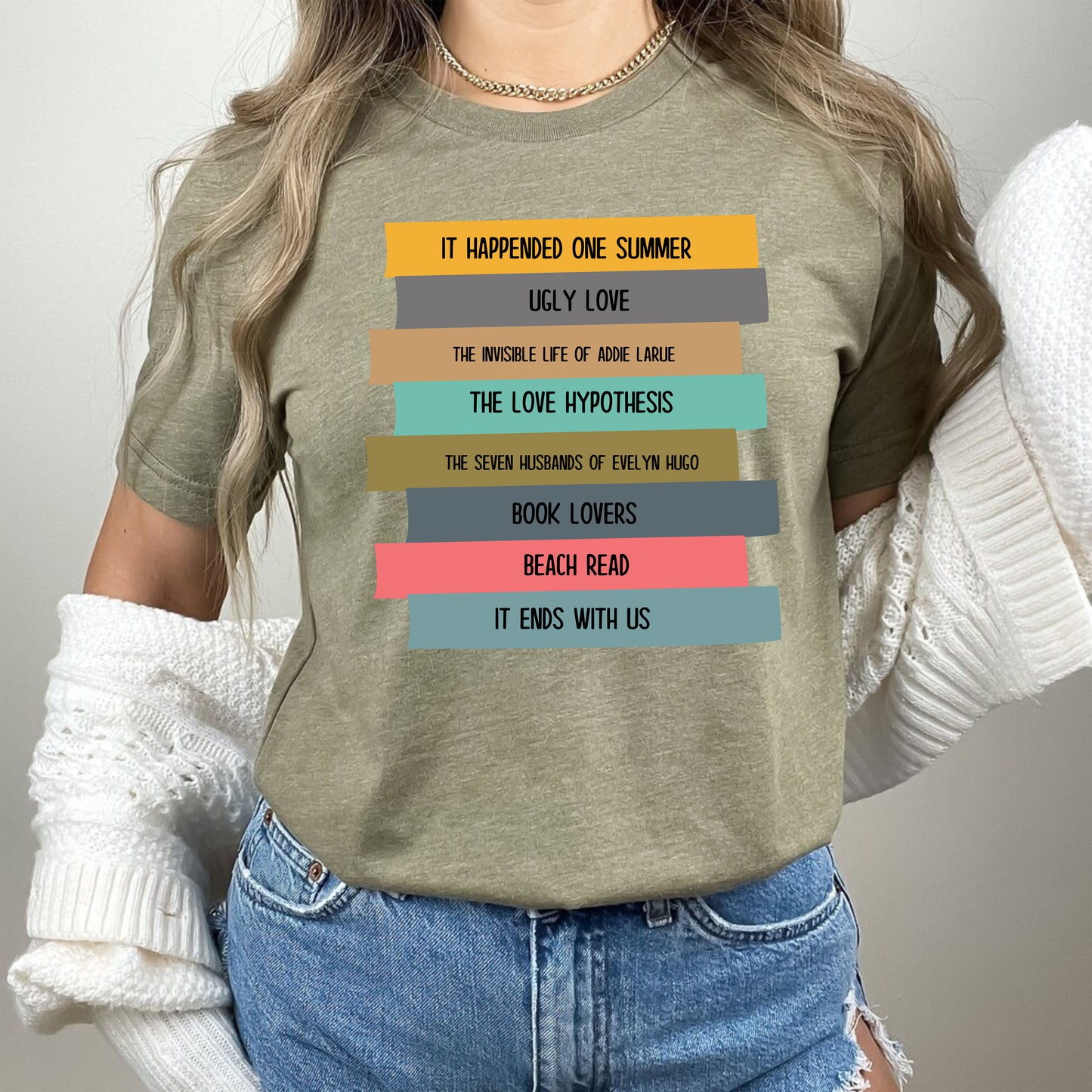 Personalized Names Book Lover Bookshelf Teacher Appreciation T-Shirt