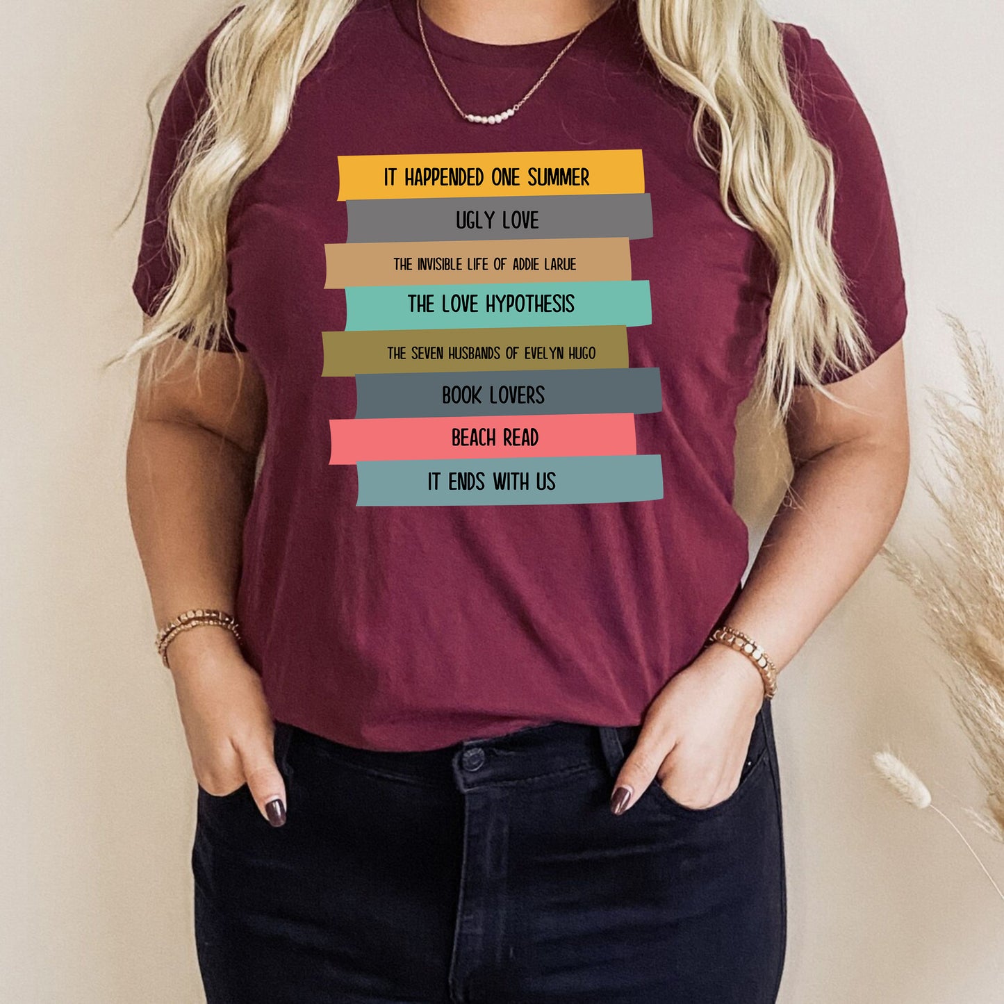 Personalized Names Book Lover Bookshelf Teacher Appreciation T-Shirt