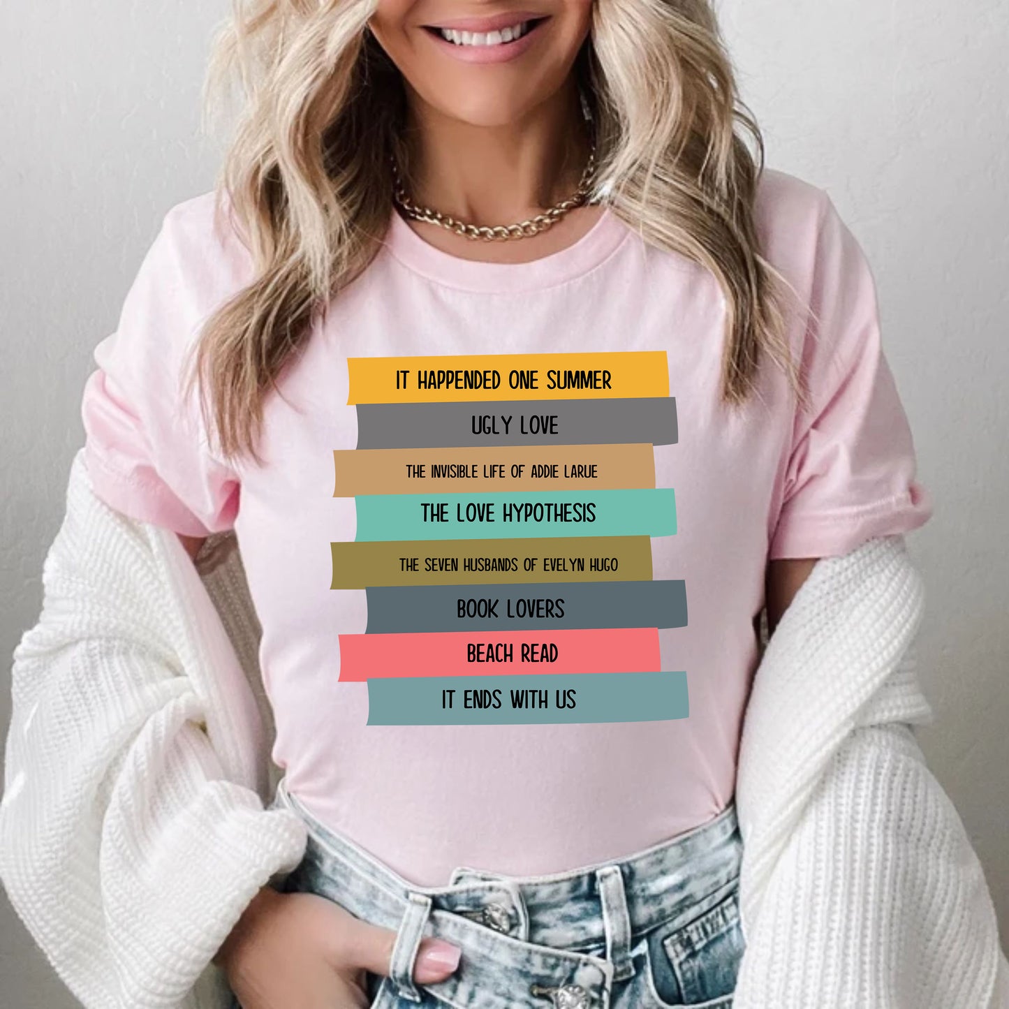 Personalized Names Book Lover Bookshelf Teacher Appreciation T-Shirt