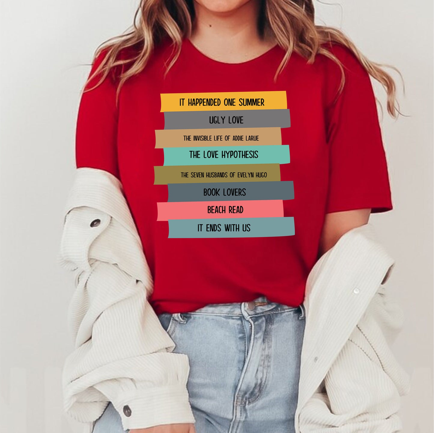 Personalized Names Book Lover Bookshelf Teacher Appreciation T-Shirt