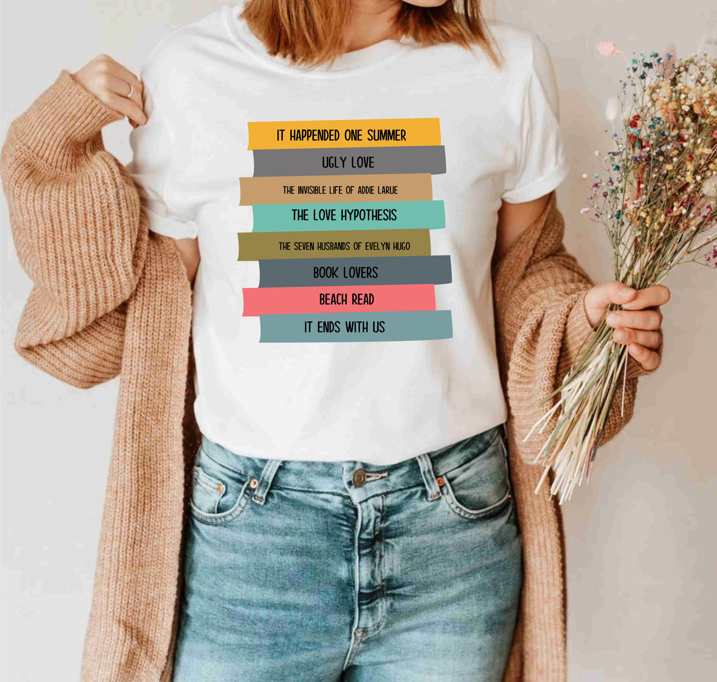 Personalized Names Book Lover Bookshelf Teacher Appreciation T-Shirt