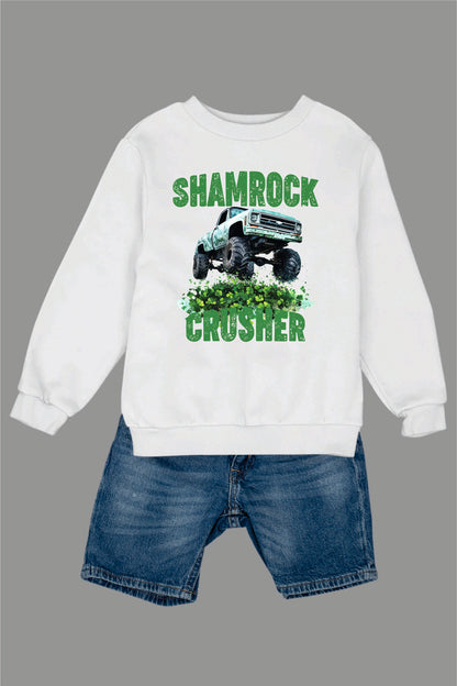 Shamrock Crusher Kids Funny Patricks Day Sweatshirt