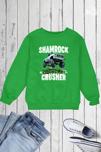 Shamrock Crusher Kids Funny Patricks Day Sweatshirt