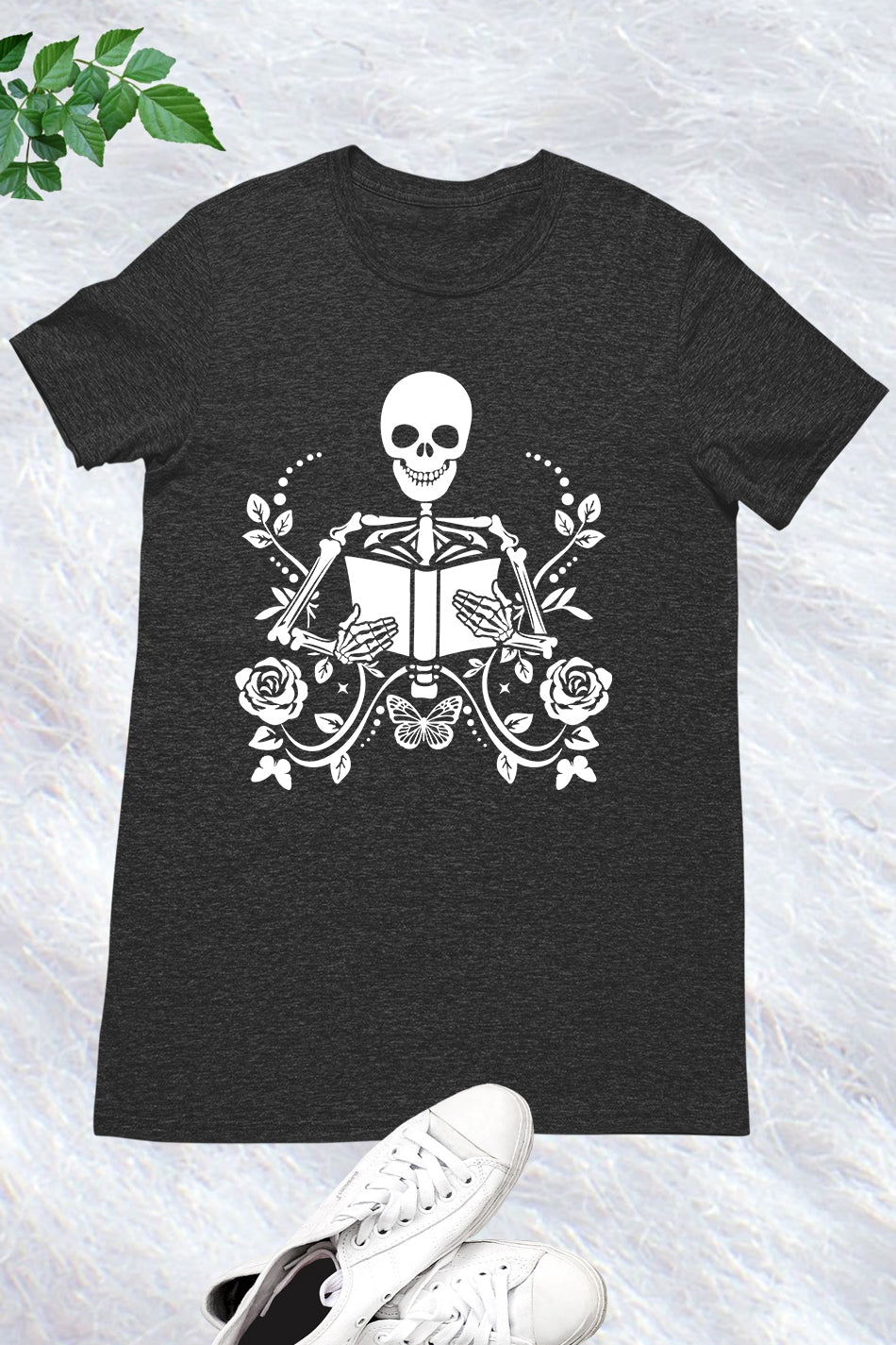 Skeleton With Book Trendy T-Shirt