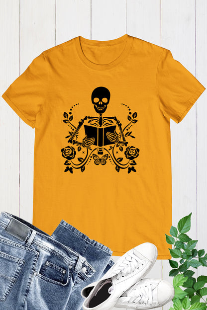 Skeleton With Book Trendy T-Shirt