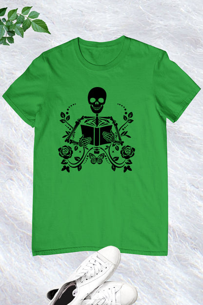 Skeleton With Book Trendy T-Shirt