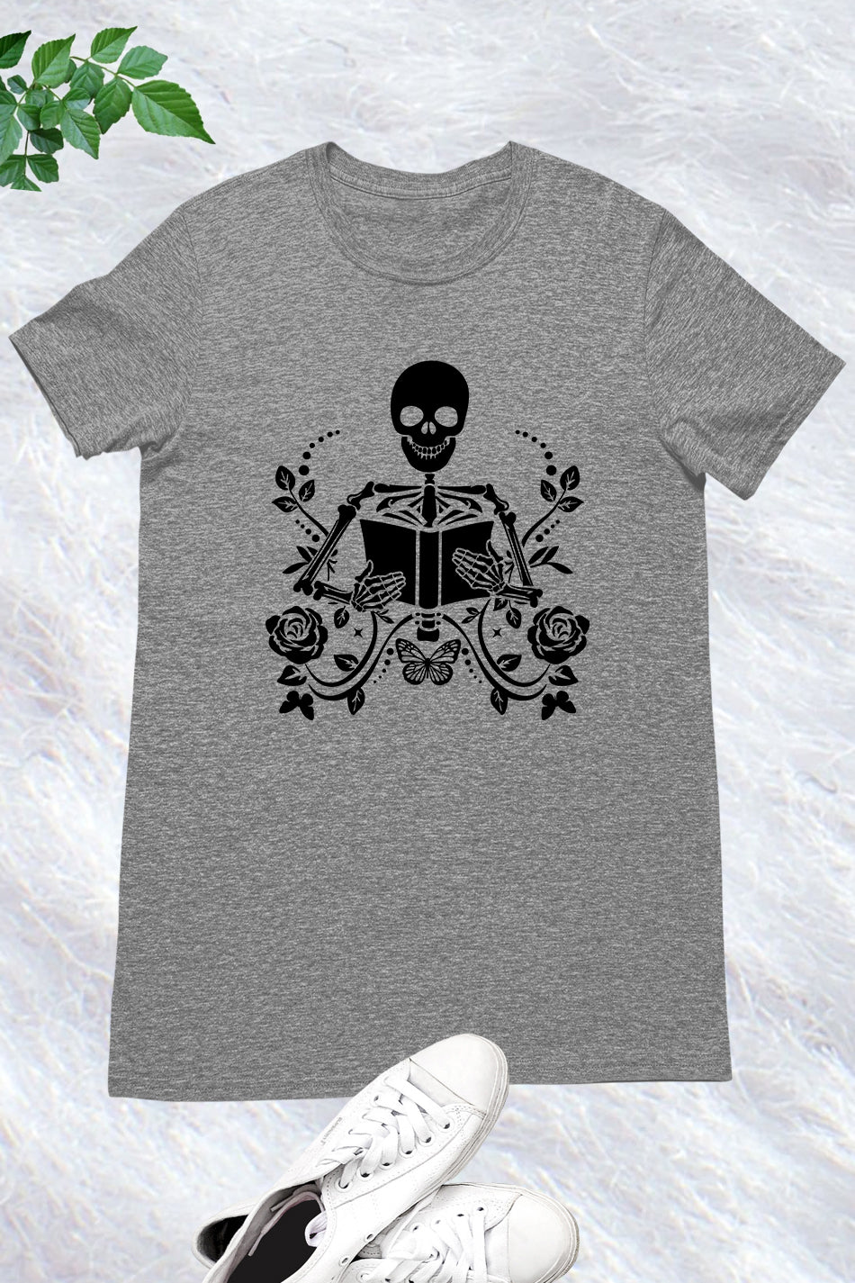 Skeleton With Book Trendy T-Shirt