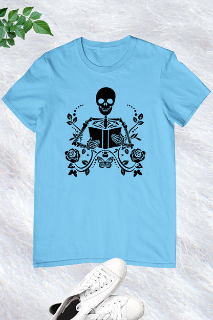 Skeleton With Book Trendy T-Shirt